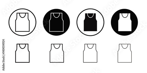 Sleeveless shirt icon Flat simple outline set