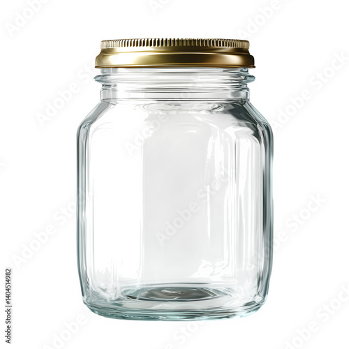 • Glass mason jar without label isolated on transparent background
