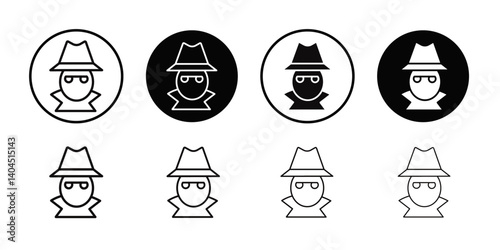Spy icon Flat simple outline set