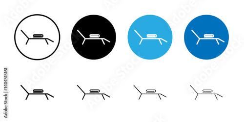 Sun bed icon Flat simple outline set