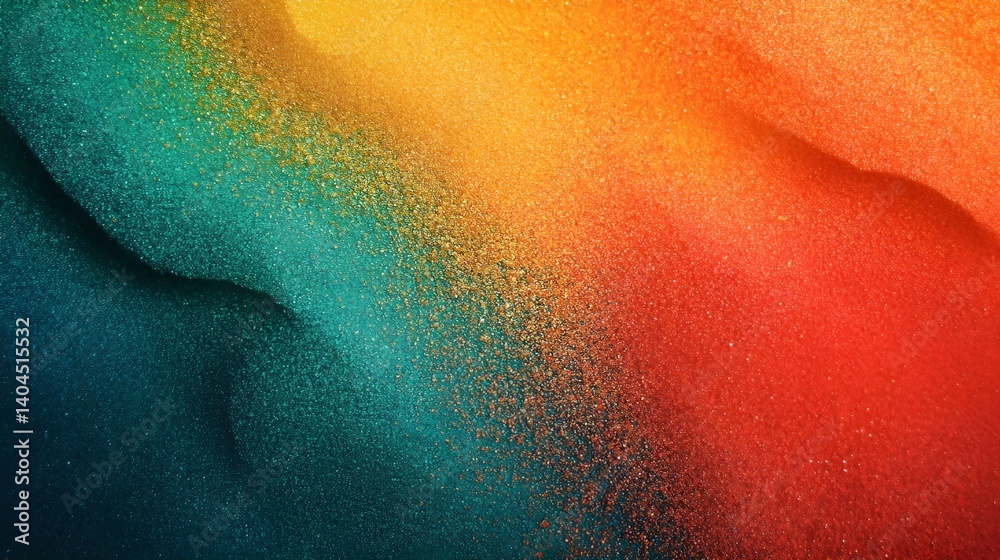 Naklejka premium Vibrant Grainy Red-Orange-Green-Blue Gradient Background