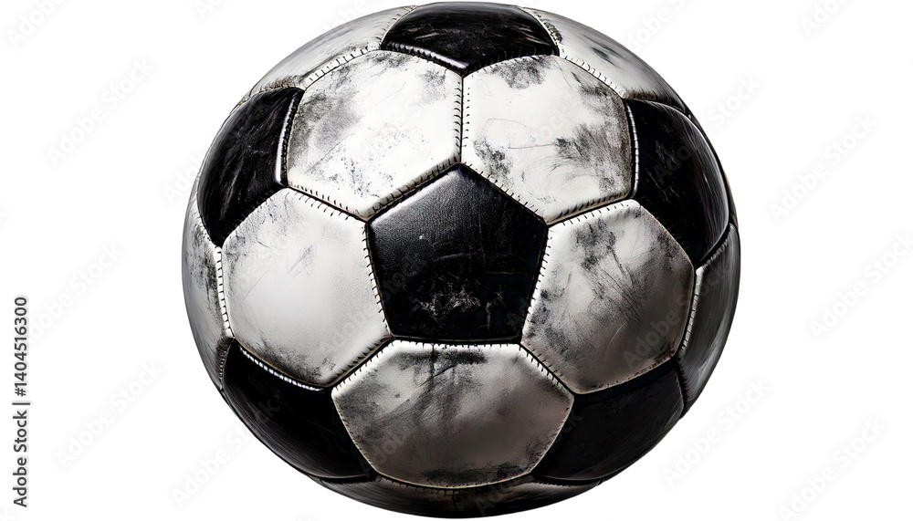Naklejka premium Traditional Black and White Soccer Ball on Clean White Background