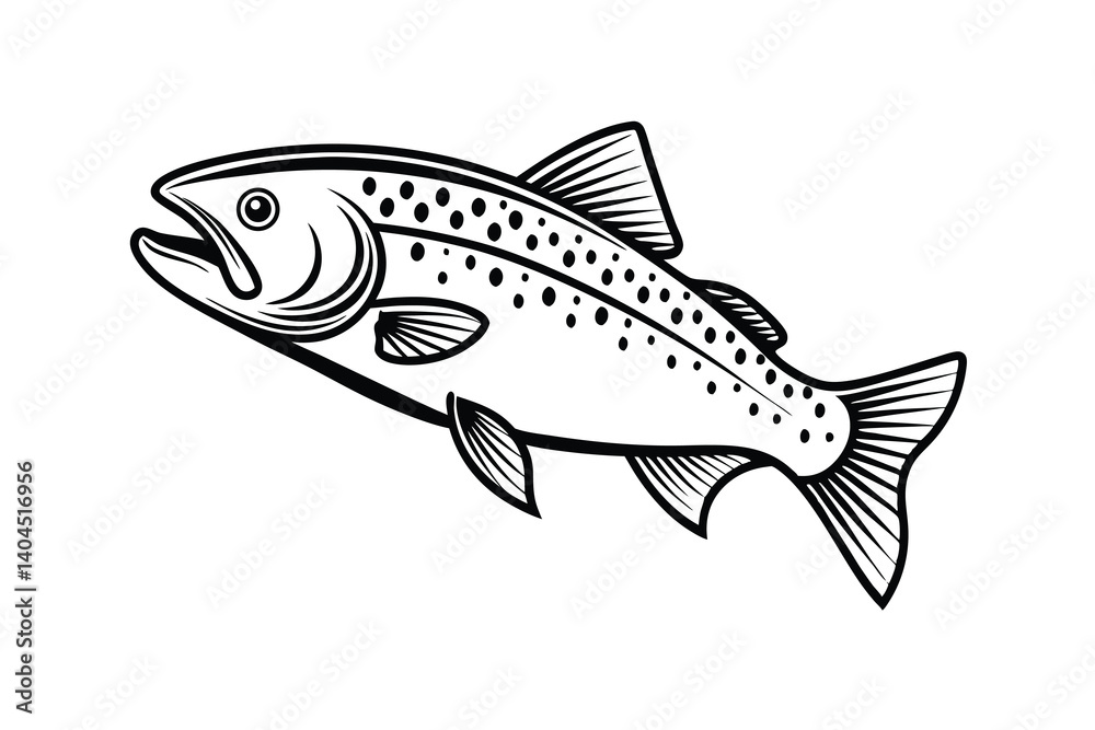 Fototapeta premium Apache trout vector Silhouette, apache trout illustration, fish vector icon