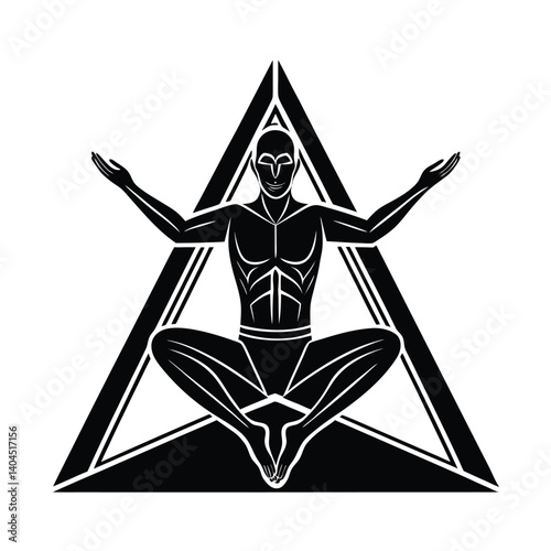 Woman in lotus yoga pose silhouette for meditation and body health