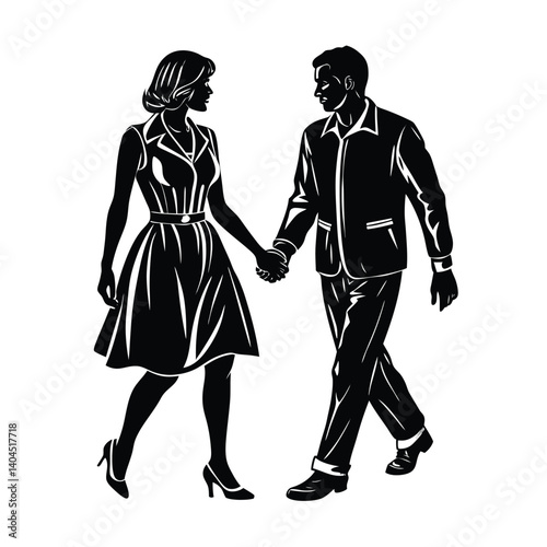 young couple walking