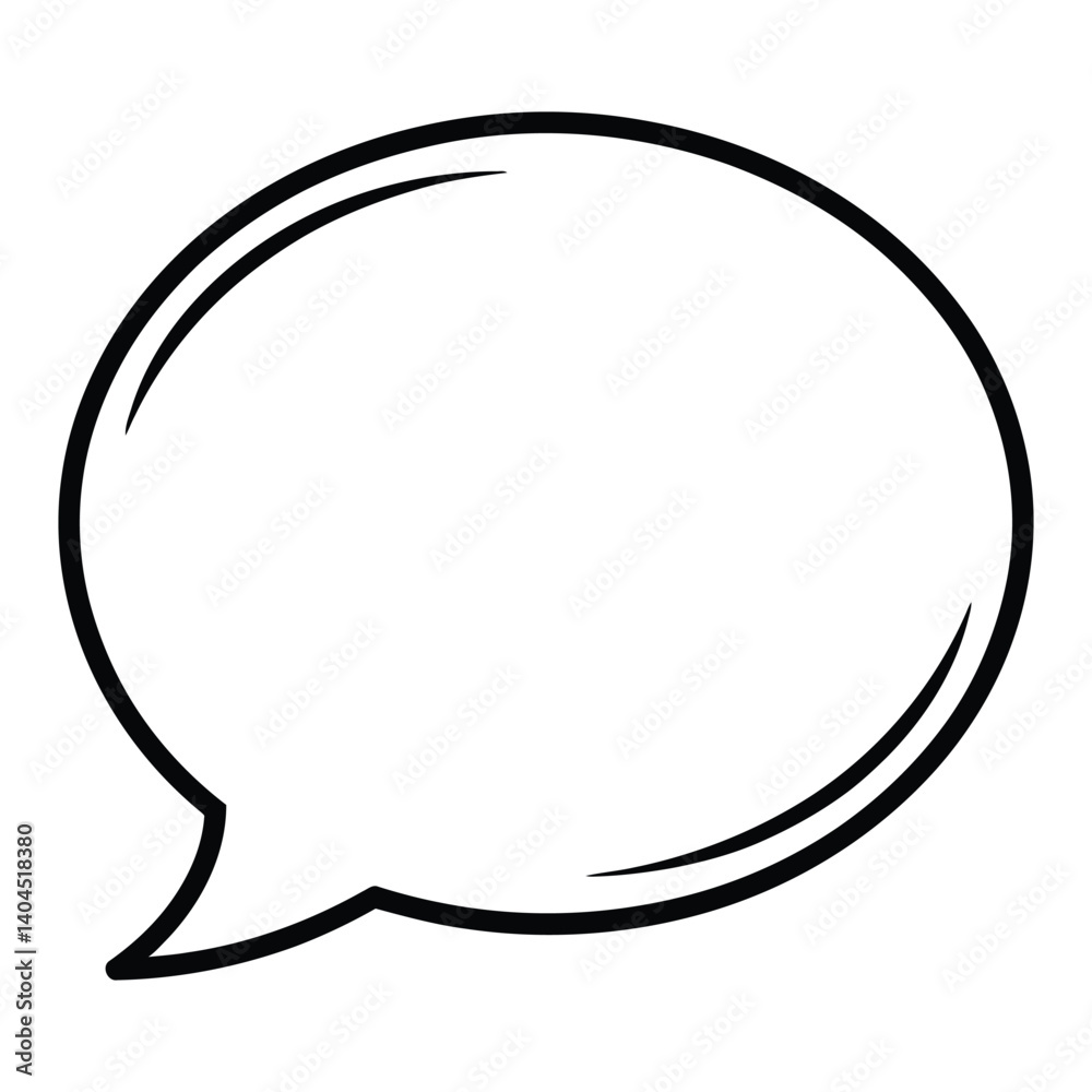 Speech Bubble Line Art, Silhouette, Vector, Icon, Logo, White Background. Speech Bubble Line Art, Silhouette, Vector, Icon, Logo, White Background.