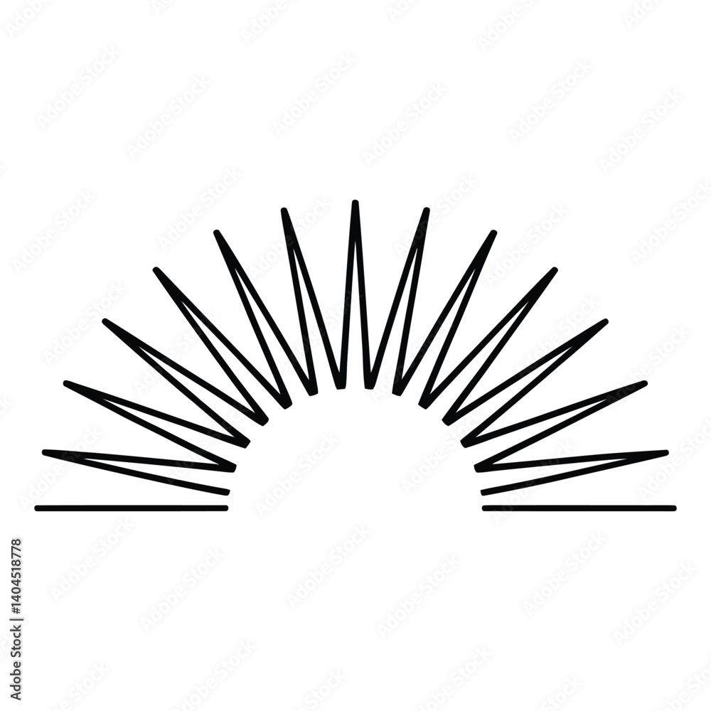 Fototapeta premium Sunburst Line Art, Silhouette, Vector, Icon, Logo, White Background.