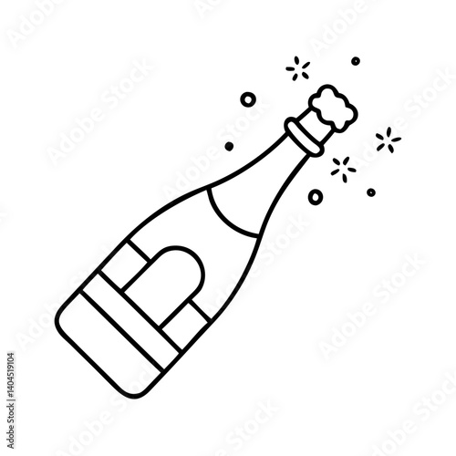 A celebratory champagne bottle popping open with sparkling effects