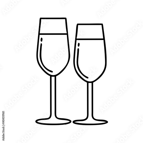 Two Elegant Wine Glasses Filled with Beverage Ready for a Toast