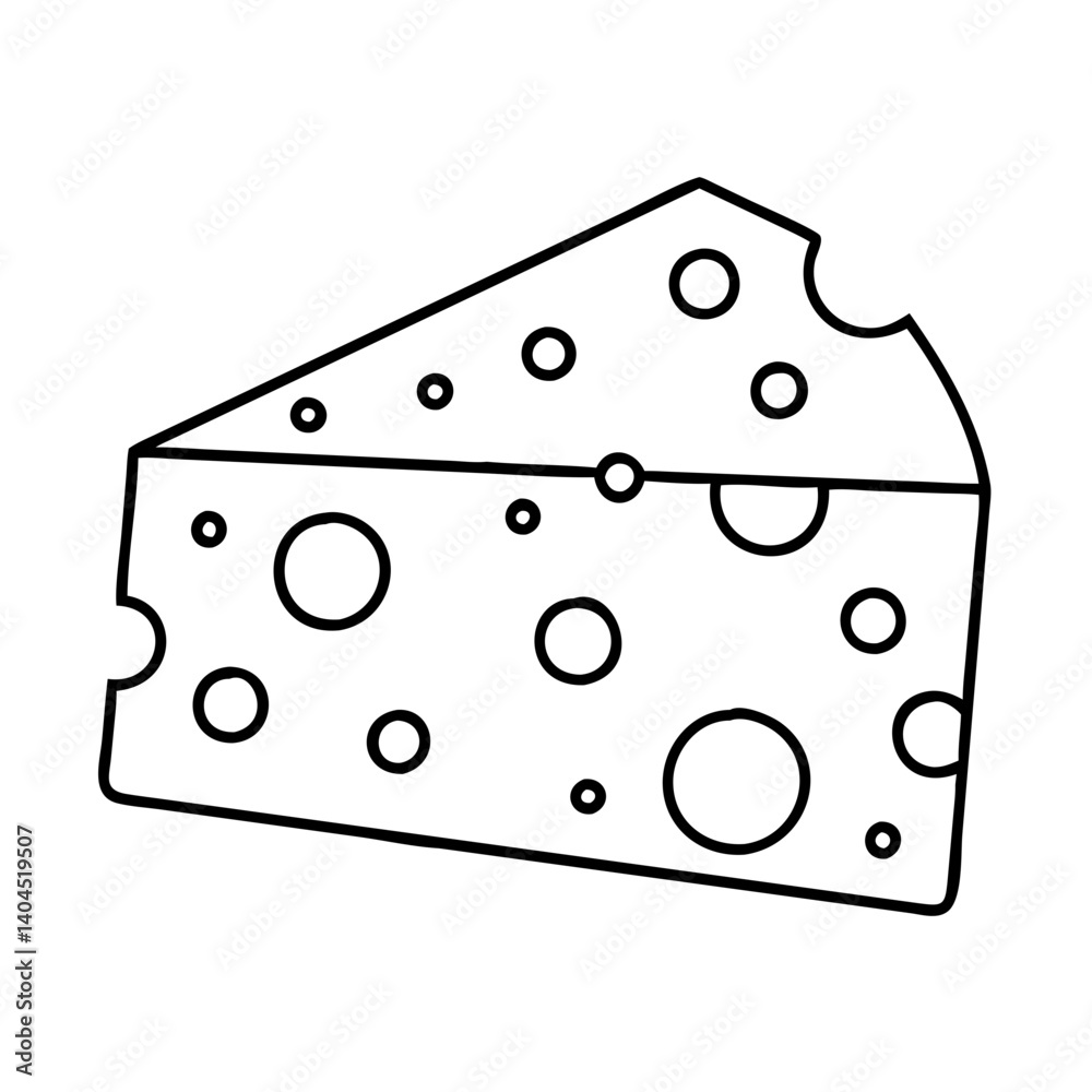 A Delicious Wedge of Swiss Cheese with Many Holes a Cartoon Drawing of Dairy Product A Delicious Wedge of Swiss Cheese with Many Holes a Cartoon Drawing of Dairy Product