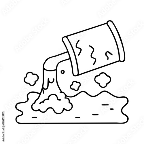 Hazardous Waste Disposal Spill Illustration Bucket of Toxic Substance Leaking Environmental Pollution Contamination Disaster Emergency Response Cleanup Environmental Protection