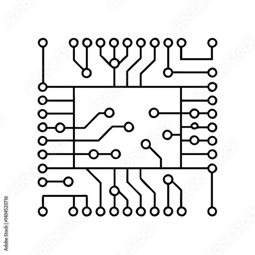 Abstract illustration of a complex integrated circuit board showing multiple interconnected components and pathways