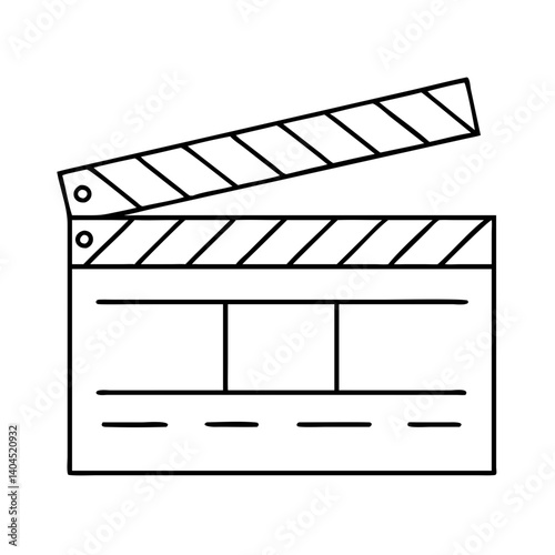 A Simple Line Drawing of a Classic Film Clapperboard Ready for Action