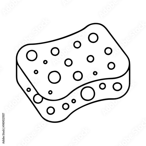 Cleaning Sponge Illustration Line Art Design Graphic Kitchen Bathroom Cleaning Supplies Household Item Domestic Chore Sponge for Washing Dishes