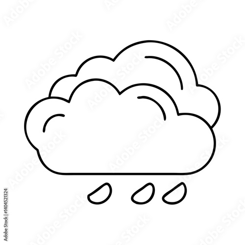 Rainy weather icon depicting two clouds with raindrops falling