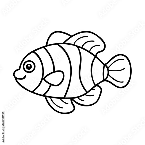 Adorable Cartoon Clownfish Coloring Page Illustration for Kids