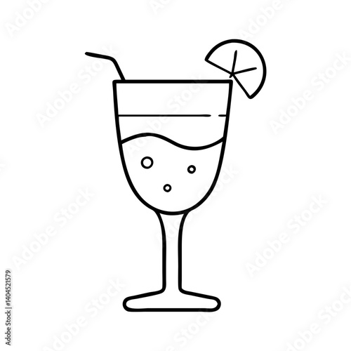Refreshing Summer Cocktail Drink in Glass with Straw and Lime Garnish