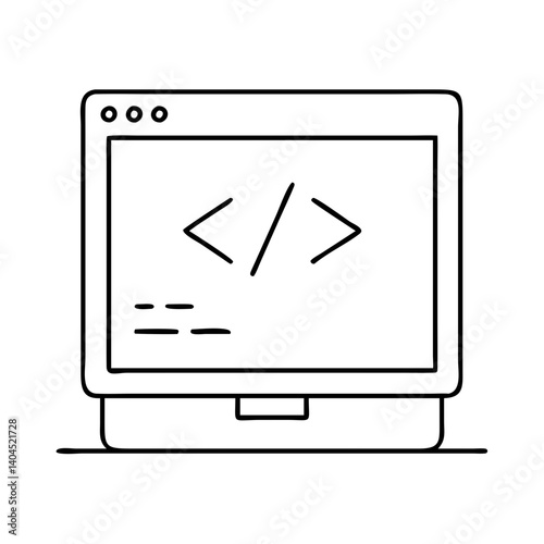 Simple Line Drawing of a Laptop Showing Code on the Screen Web Development Programming Software Engineering Computer Science
