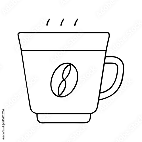 A Simple Line Drawing of a Hot Cup of Coffee with a Coffee Bean Design