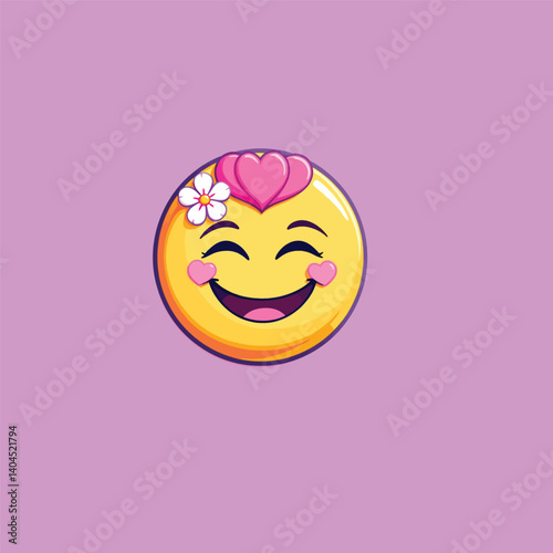 Smiling Face Emoticon Vector Design with Happy Expression and Blushed Cheeks on Yellow Background - Emojilicious