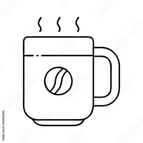 A steaming hot cup of coffee mug illustration line art graphic design