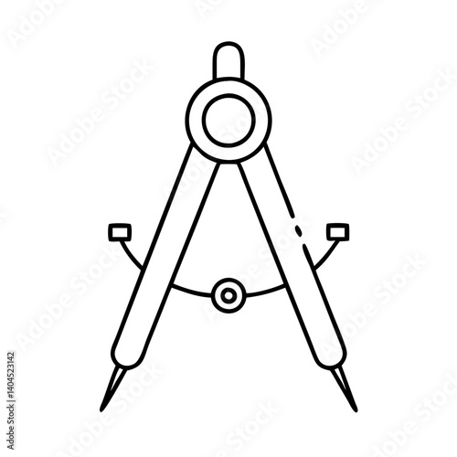 A Simple Line Drawing of a Classic Compass for Geometry and Drafting