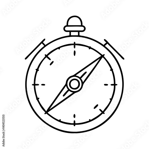 Classic Outline Drawing of a Compass Navigation Tool for Exploration and Travel