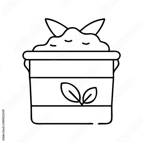 A bucket of soil with sprouting plants a gardening illustration