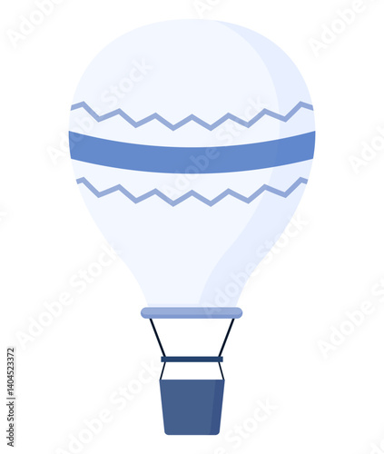 cartoon blue hot air balloon fly sky flat illustration clipart