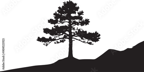 Silhouette of rolling hills with a tree