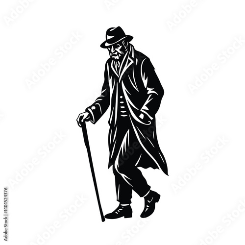 Vector art illustration of a warrior man with sword sketch