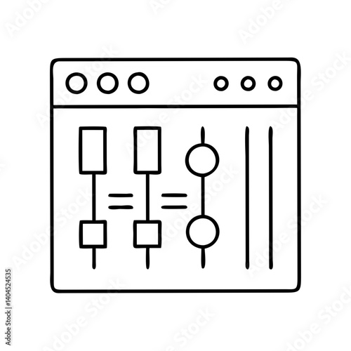 Simple Graphic User Interface Design for Audio Mixer Control Panel with Sliders and Knobs