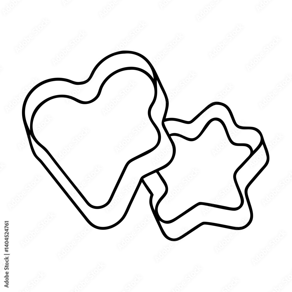 Obraz premium Heart and Star Shaped Cookie Cutters for Baking Sweet Treats