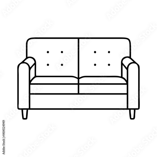 Simple Line Drawing of a Modern Two Seater Sofa Couch for Living Room Furniture