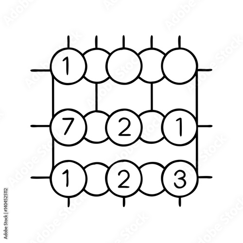Simple Number Pattern in a Circular Grid Arrangement Educational Material for Kids