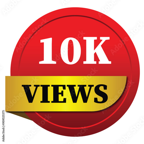 "10K Views Button Vector – YouTube Thumbnail Graphic for 10K+ View Milestone"