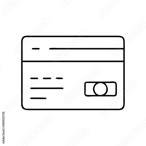 Simple Line Drawing of a Credit Card or Debit Card Showing Banking Financial Transaction