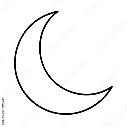 Simple Line Drawing of a Crescent Moon in the Night Sky