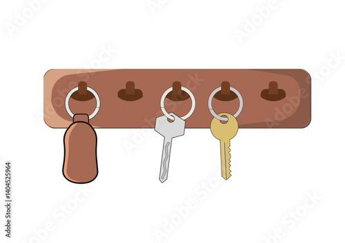 Brown keychain holder. Installation can be made easier by using adhesive glue without damaging the wall. Home asset.