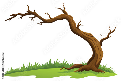 Dead Twisted Tree Branch Surrounded by Lush Green Grass