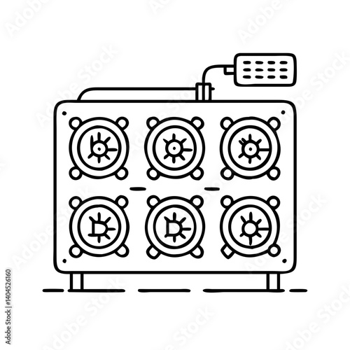 Cryptocurrency Mining Rig with Six Advanced Cooling Fans and Control Unit