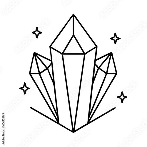 Geometric Crystal Cluster with Sparkling Stars Mystical Energy Healing Power