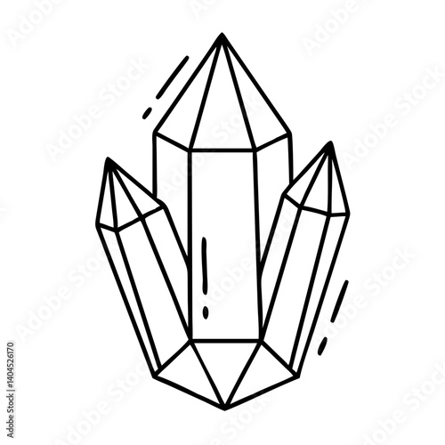 Geometric Crystal Cluster Illustration Line Art Drawing Graphic Design Element