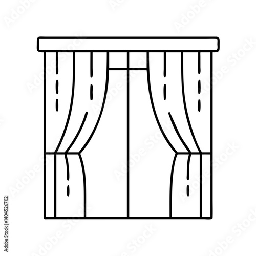 Window with Elegant Draped Curtains and a Decorative Top Rail