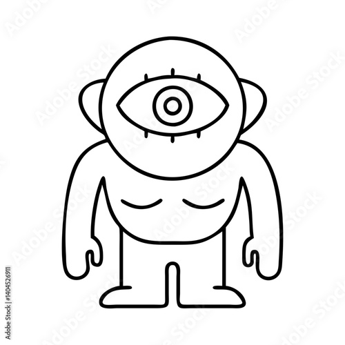OneEyed Muscular Cartoon Monster Character Illustration Design