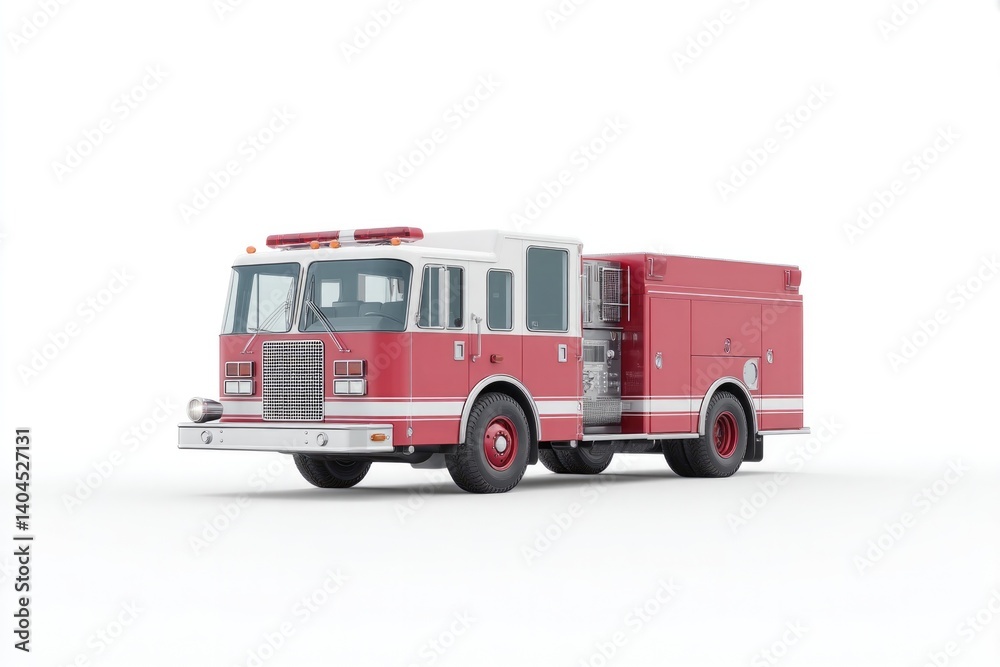Fototapeta premium minimalistic image of isolated fire truck on white background