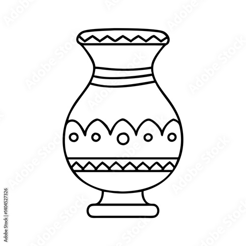 Ornate Decorative Vase Line Art Illustration Design Graphic