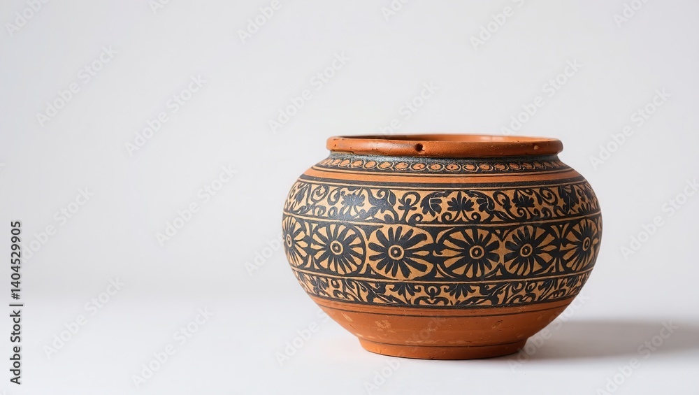Antique Clay Pot with Intricate Design, Studio Shot Antique Clay Pot with Intricate Design, Studio Shot