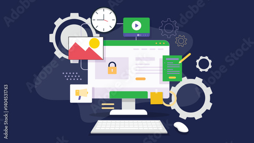 Web Computer works background templates colorful technology objects sketch