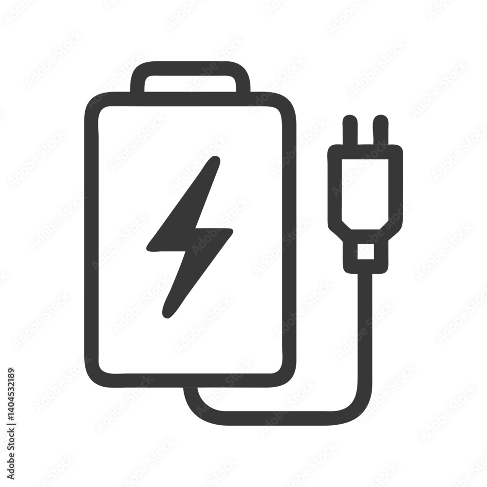Portable Battery with Charging Lightning Symbol Icon Design Portable Battery with Charging Lightning Symbol Icon Design